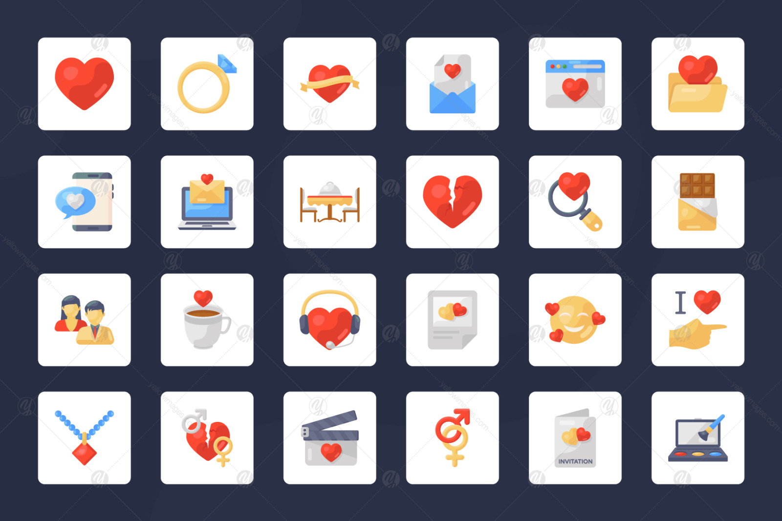 Love and Romance Flat Icons Pack