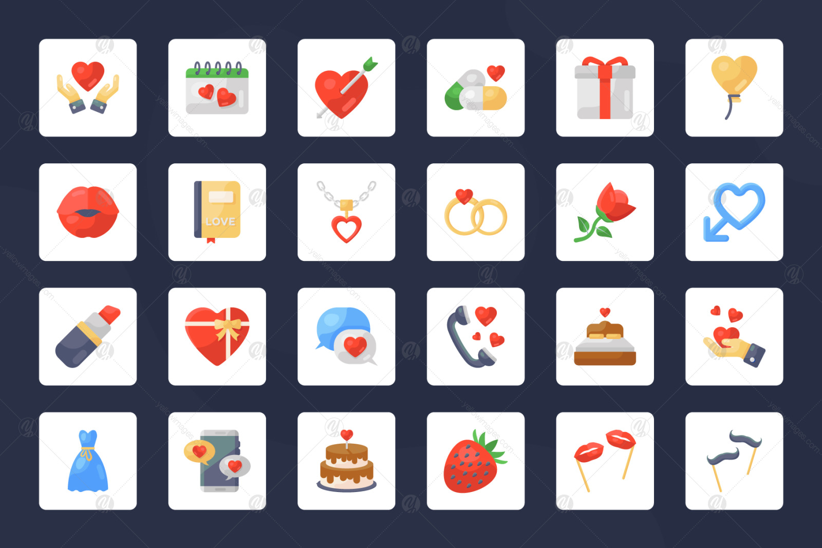 Love and Romance Flat Icons Pack