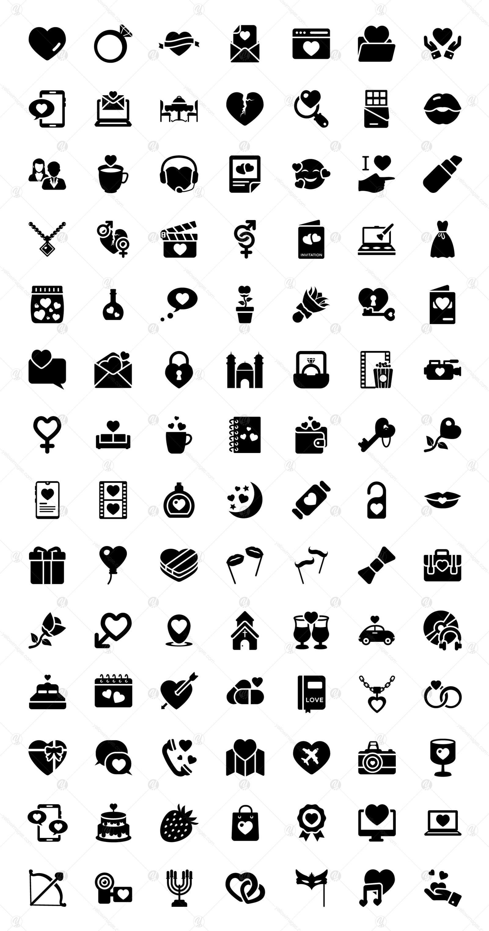 Love and Romance Flat Icons Pack