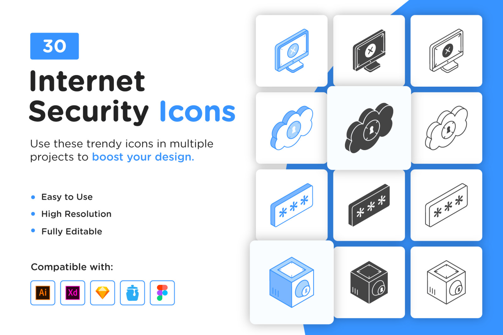 30 Cyber And Internet Security Icons