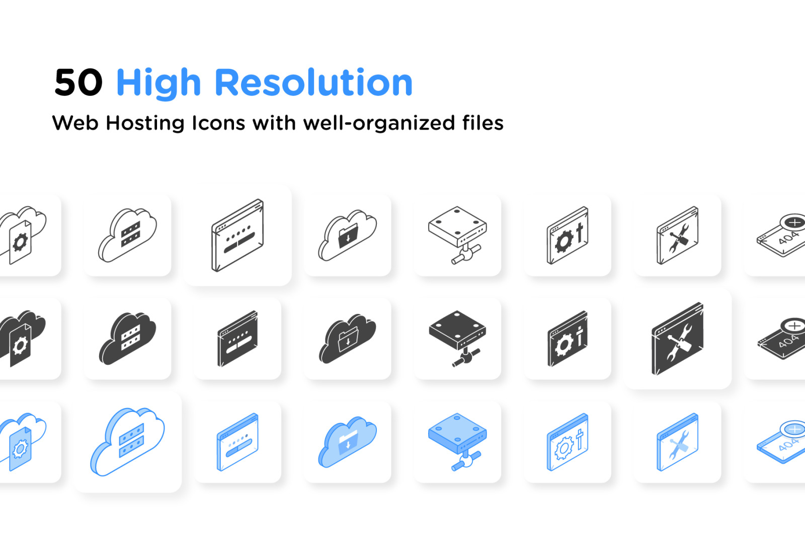 50 Web Hosting Icons – Vector Designs