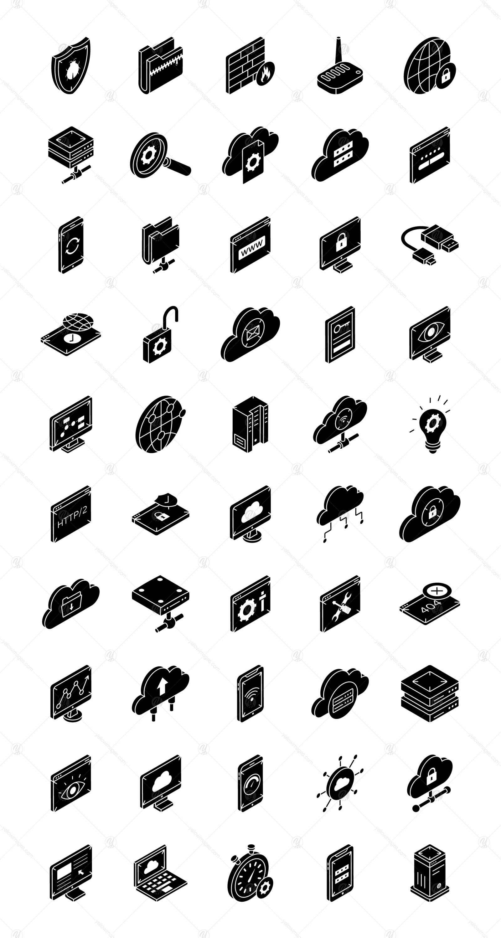 50 Web Hosting Icons – Vector Designs