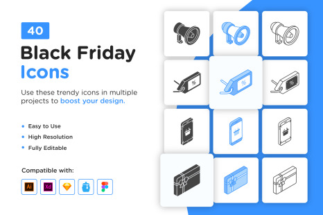 40 Black Friday Icons - Shopping offers