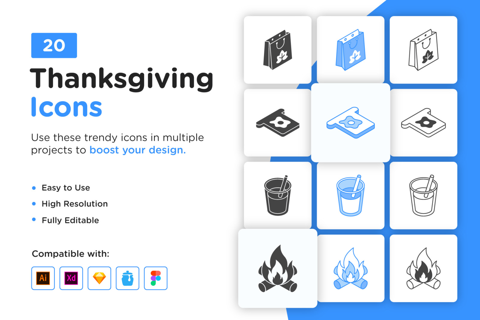 20 Isometric Thanksgivings Icons