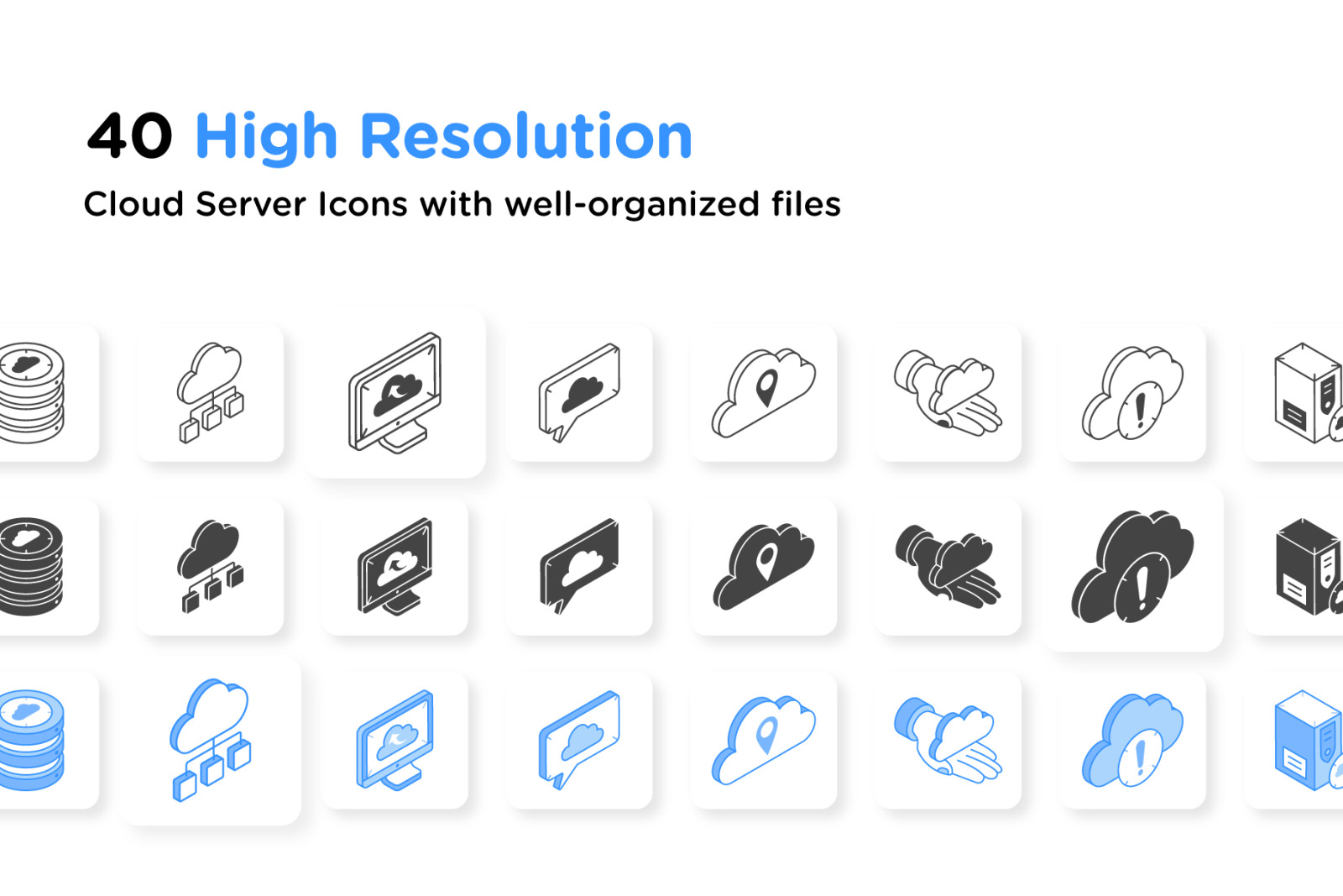 40 Isometric Cloud Hosting Icons 40 Isometric Cloud Hosting Icons