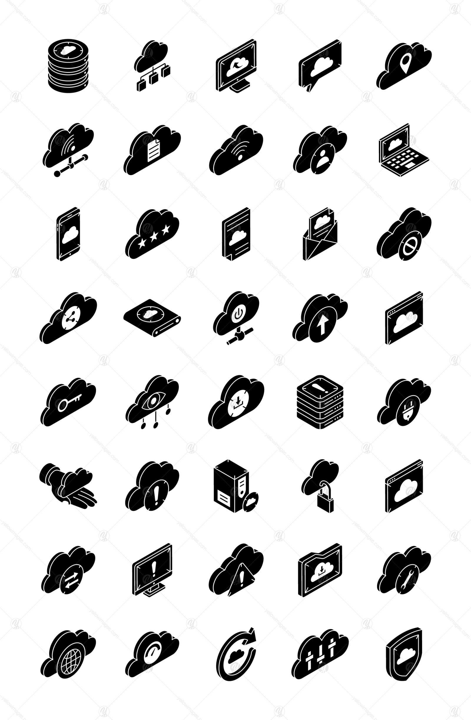 40 Isometric Cloud Hosting Icons 40 Isometric Cloud Hosting Icons