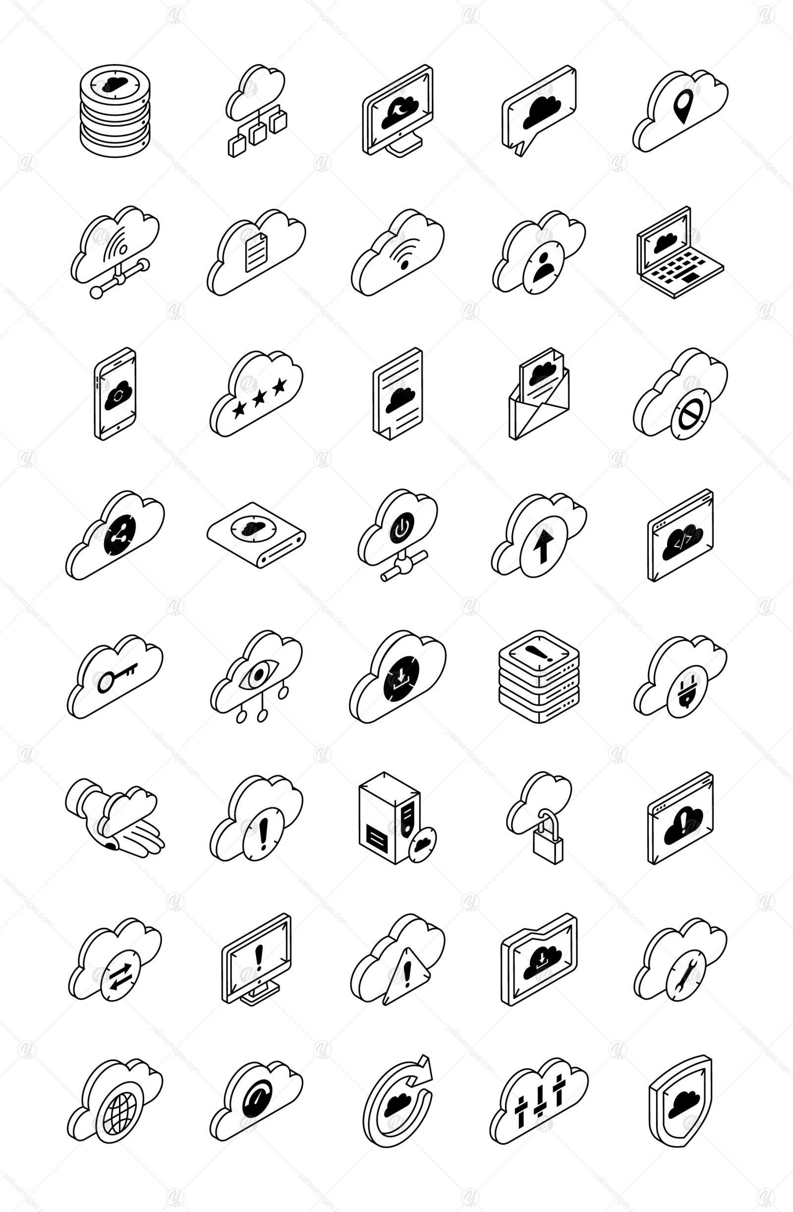 40 Isometric Cloud Hosting Icons 40 Isometric Cloud Hosting Icons