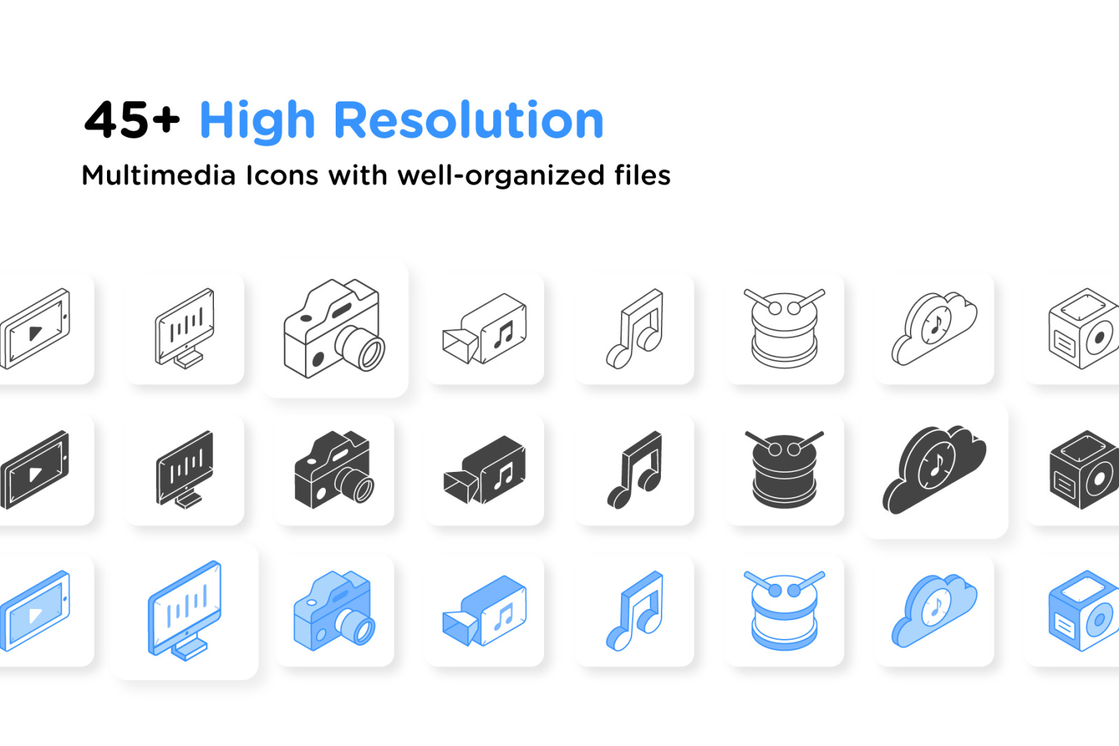 Set of 46 Multimedia Icons Set of 46 Multimedia Icons