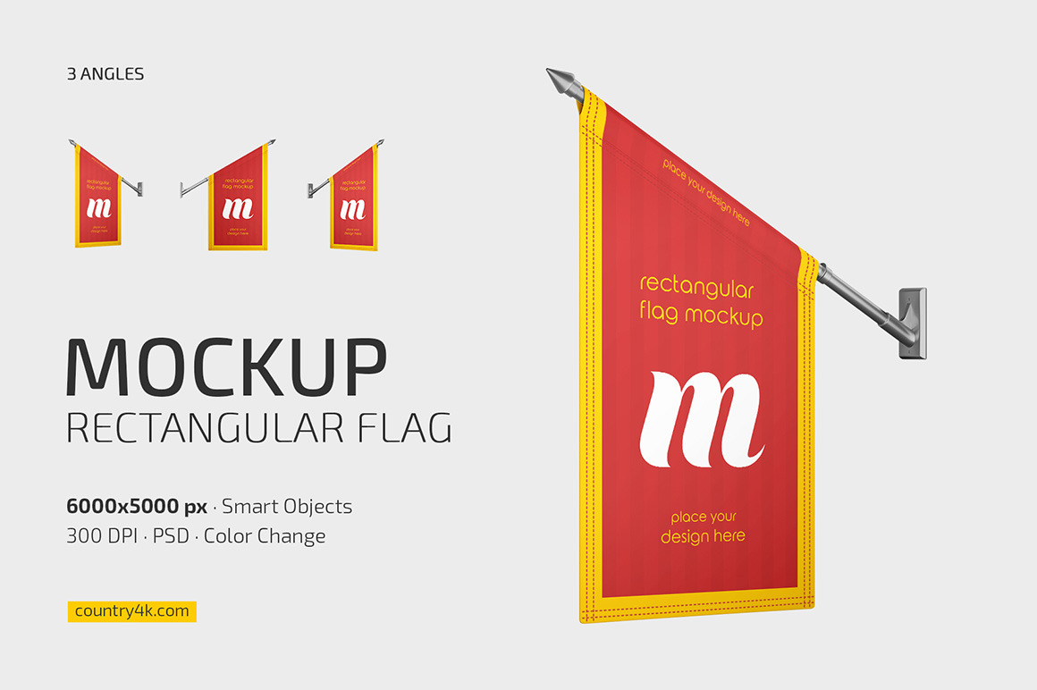 Rectangular Flag Mockup Set Rectangular Flag Mockup Set