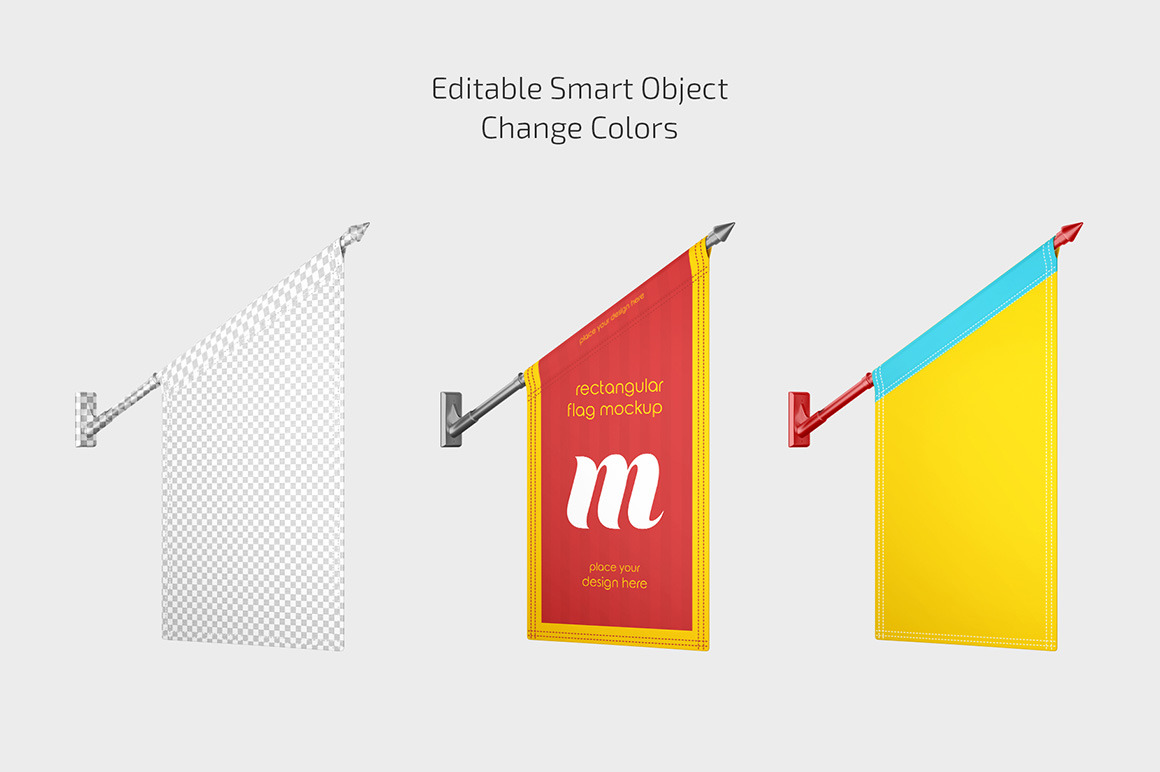 Rectangular Flag Mockup Set Rectangular Flag Mockup Set