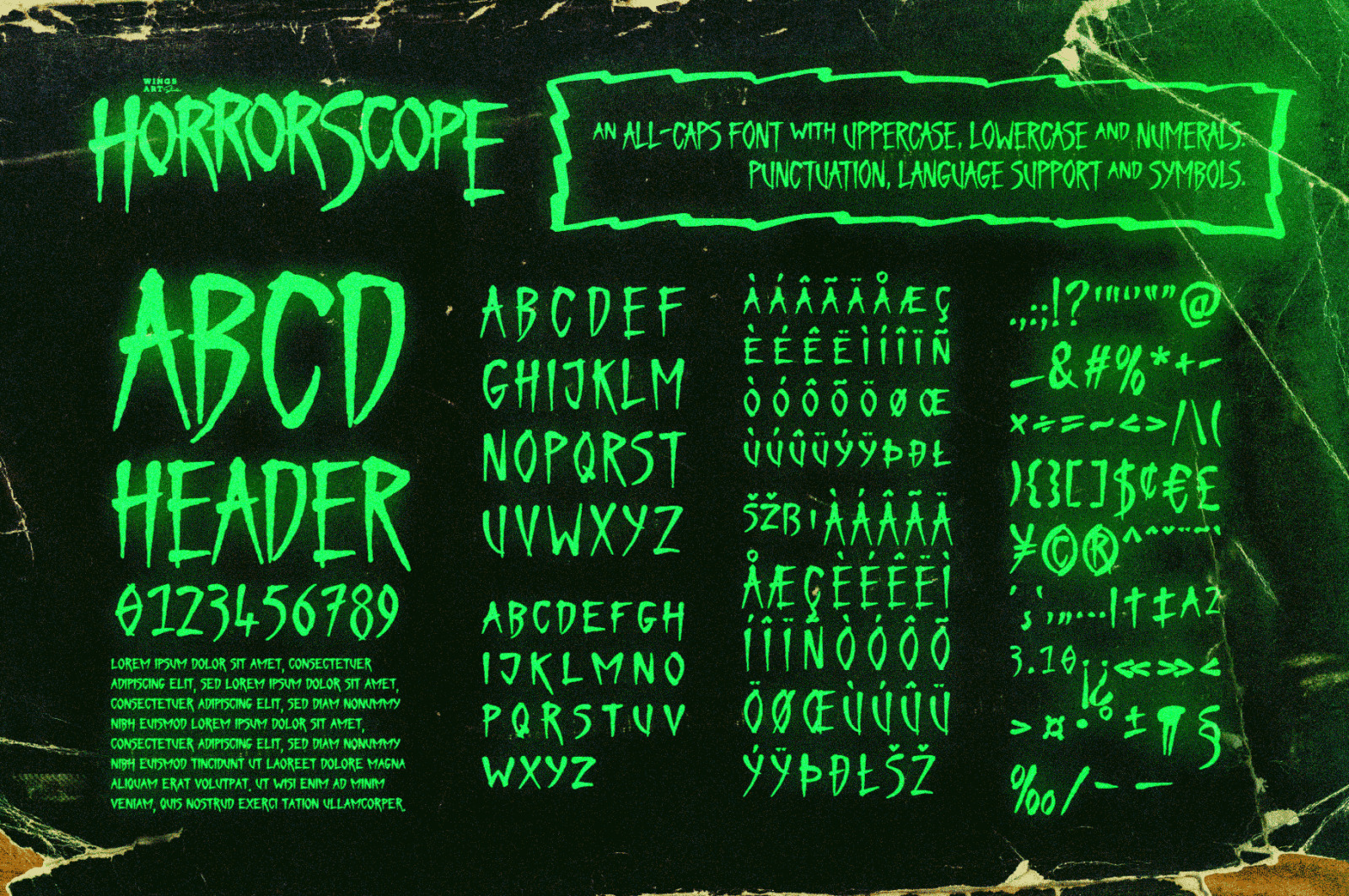 HorrorScope - A Hand-made Horror Font Foretelling Creepy Tales of Terror!