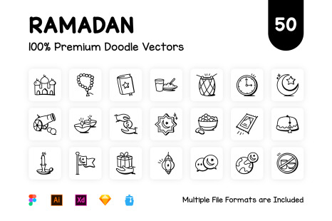 Collection of Hand Drawn Ramadan Icons - Religion