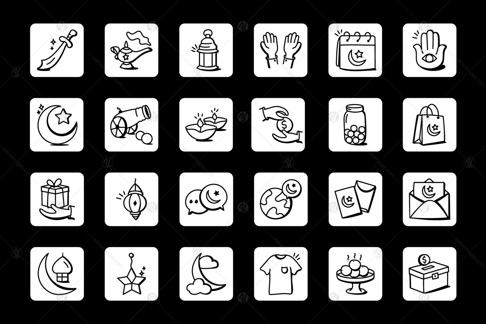 Collection of Hand Drawn Ramadan Icons