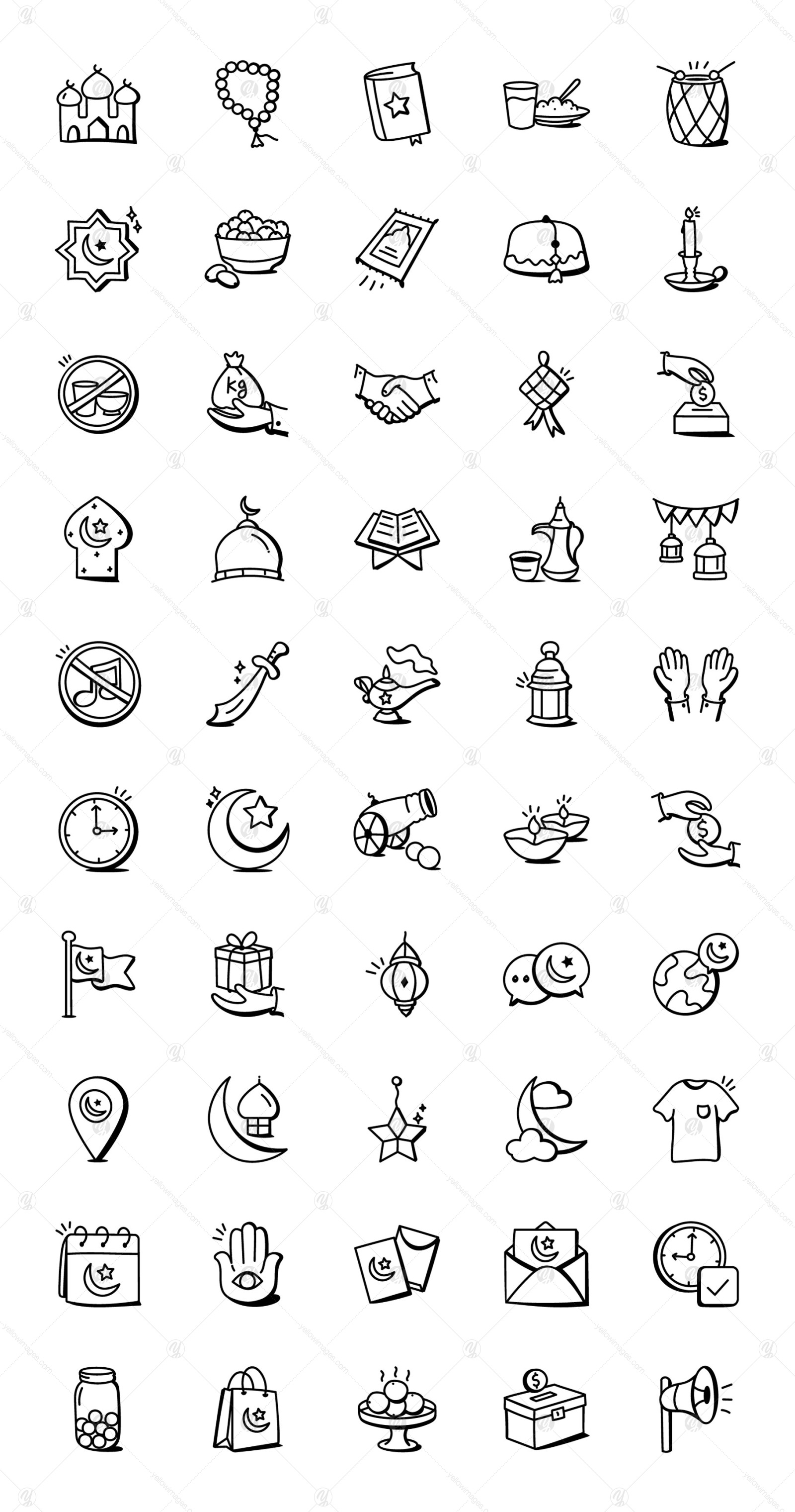 Collection of Hand Drawn Ramadan Icons