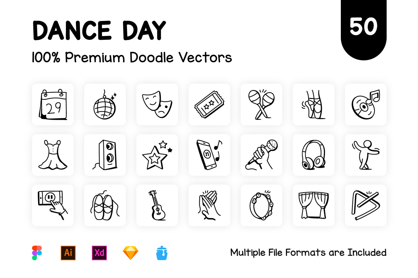Dance Icons - 50 Dance Day Vector Dance Icons - 50 Dance Day Vector