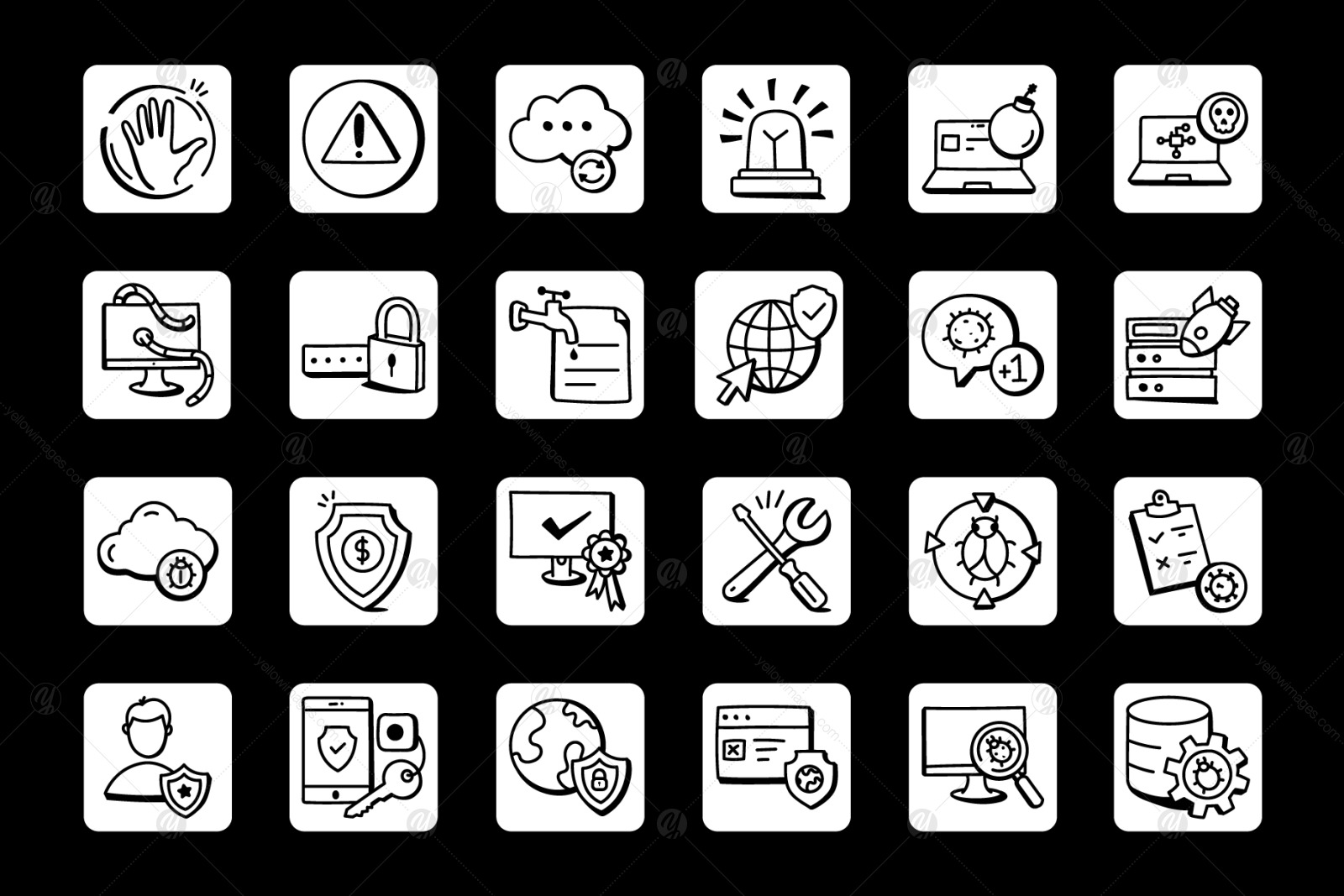 Set of Trendy Doodle Security Icons Set of Trendy Doodle Security Icons