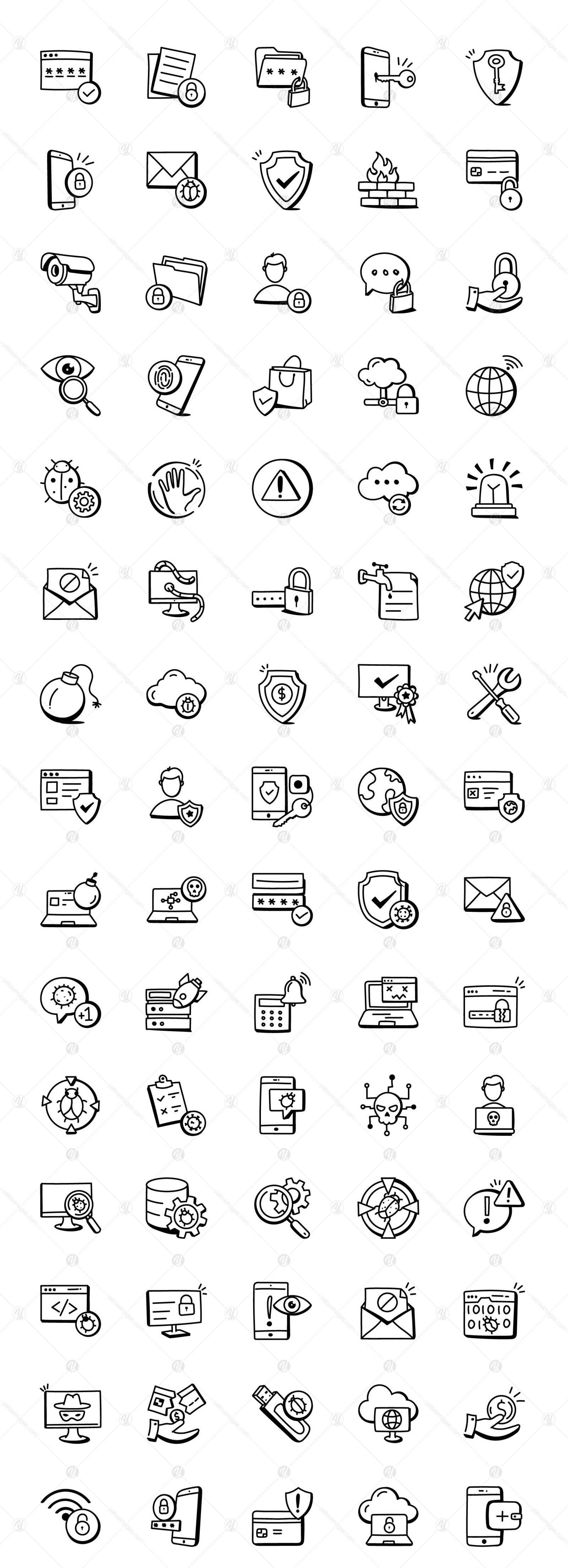 Set of Trendy Doodle Security Icons Set of Trendy Doodle Security Icons
