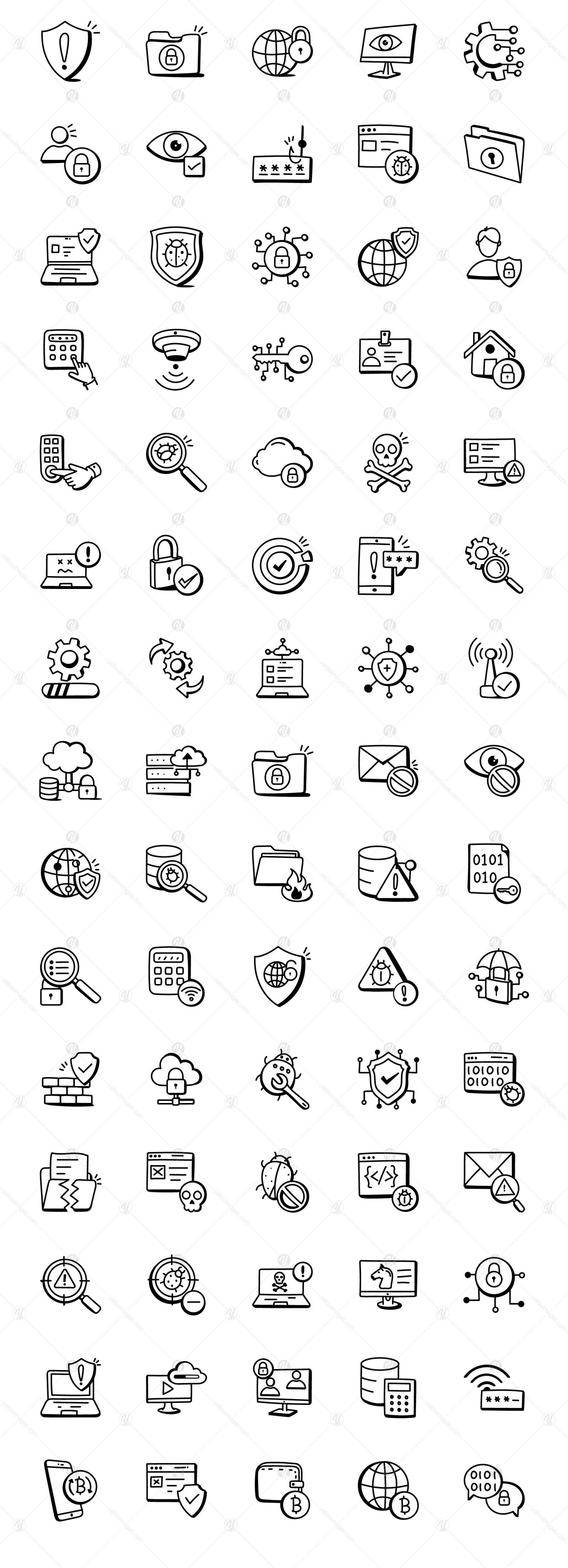 Set of Trendy Doodle Security Icons Set of Trendy Doodle Security Icons