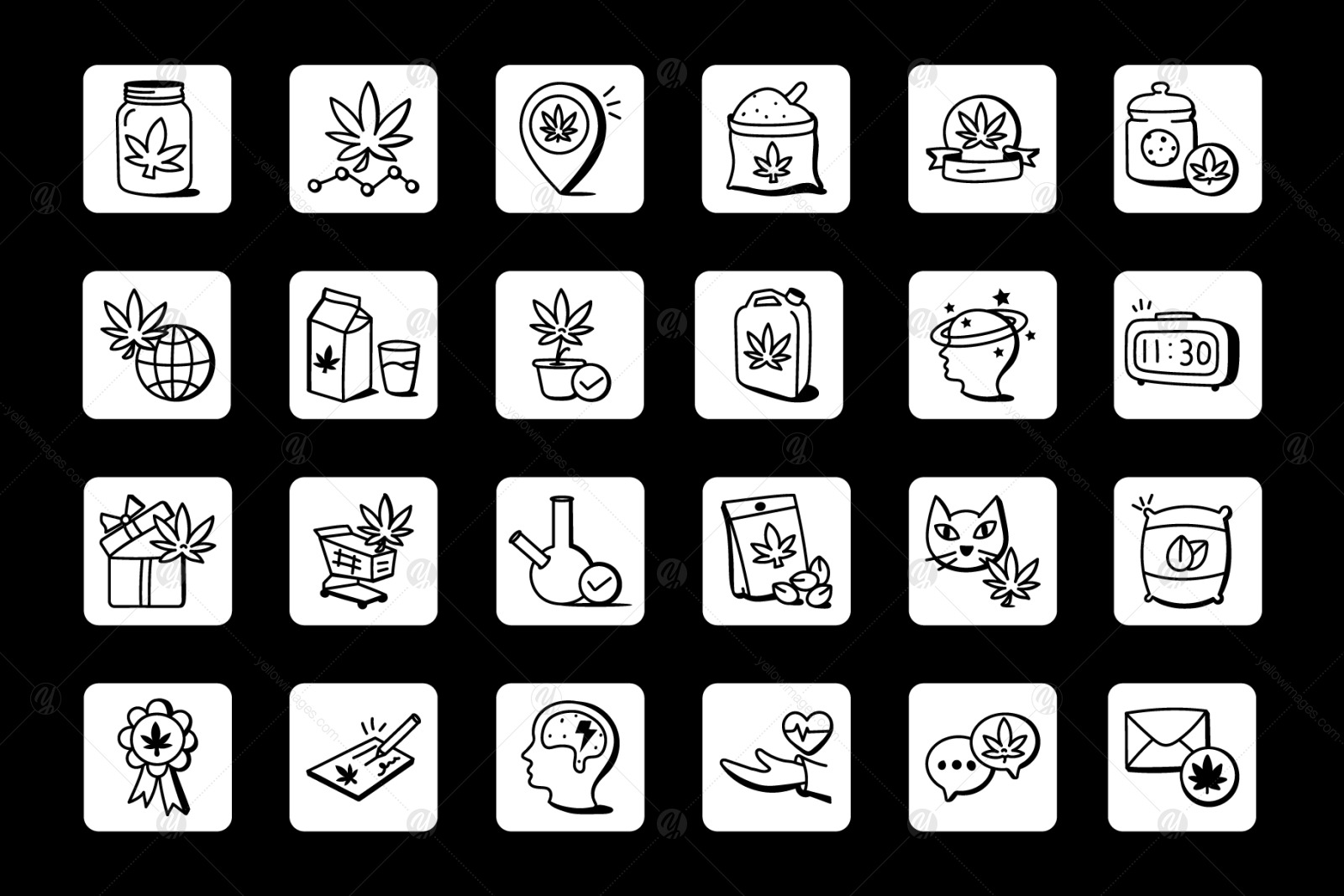 Pack of Doodle Medical Cannabis Icons