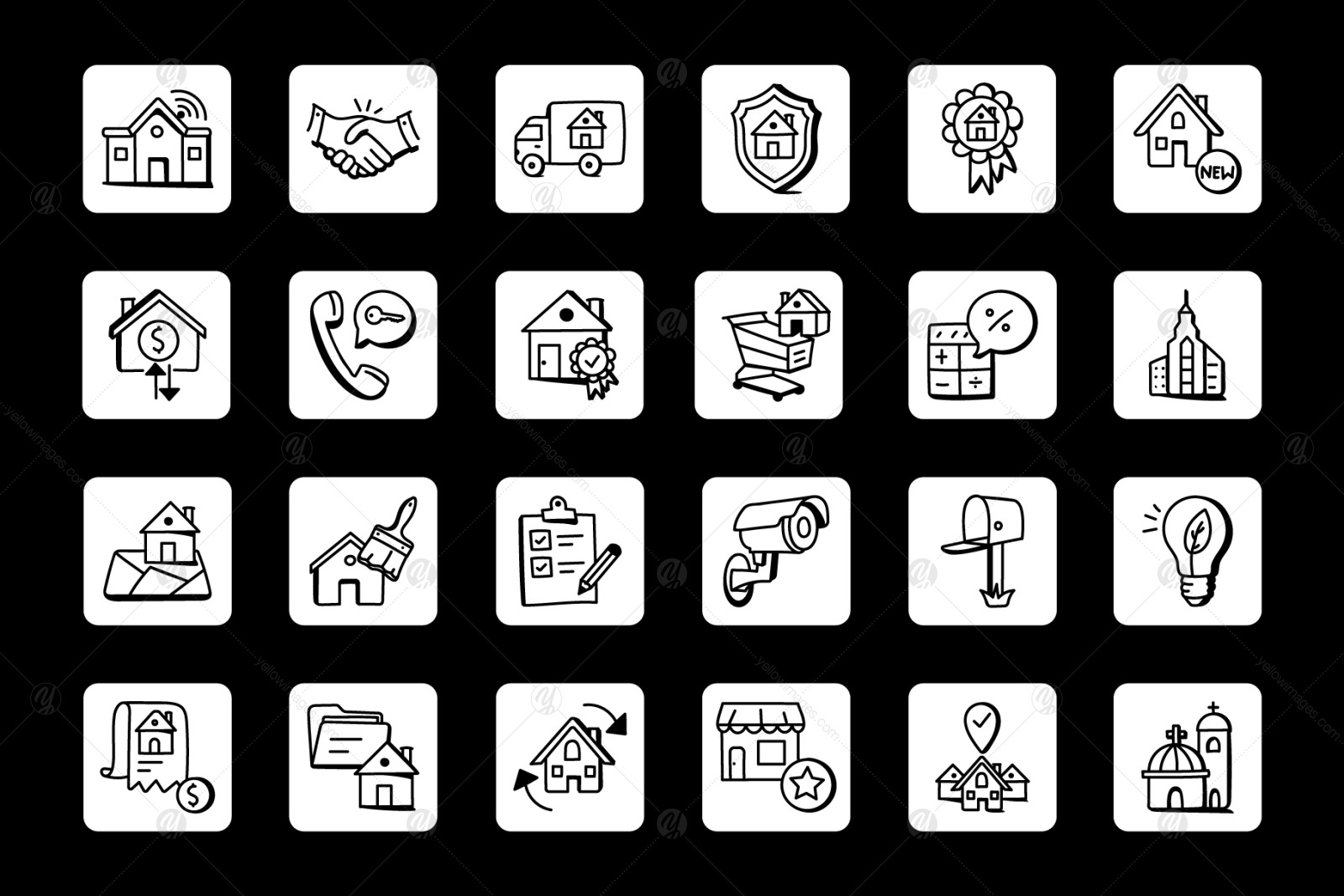 Pack of 150 Doodle Real Estate Icons