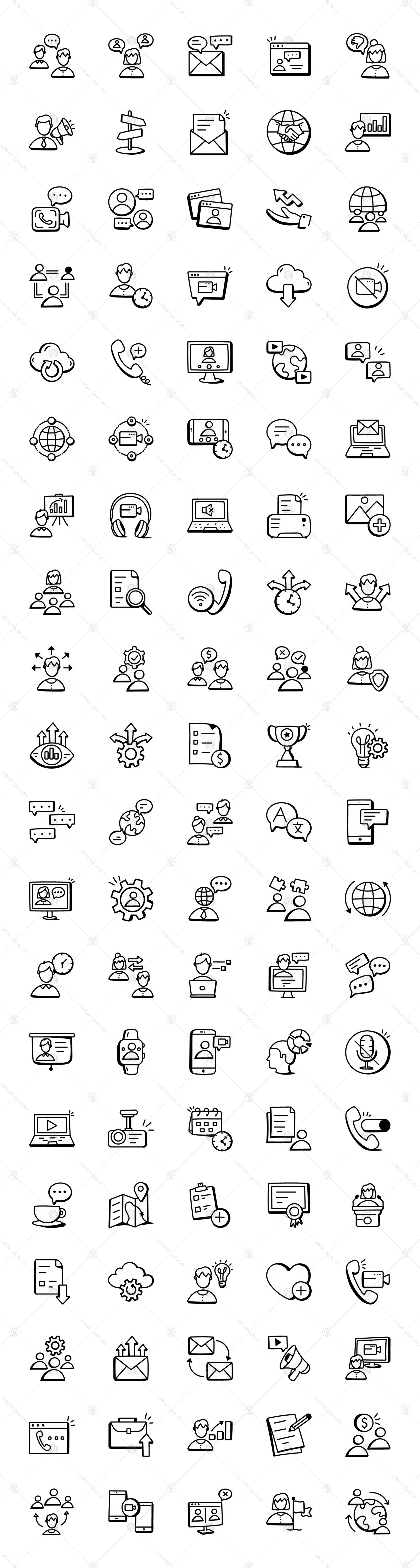 100 Doodle Discussion and Meeting Icons