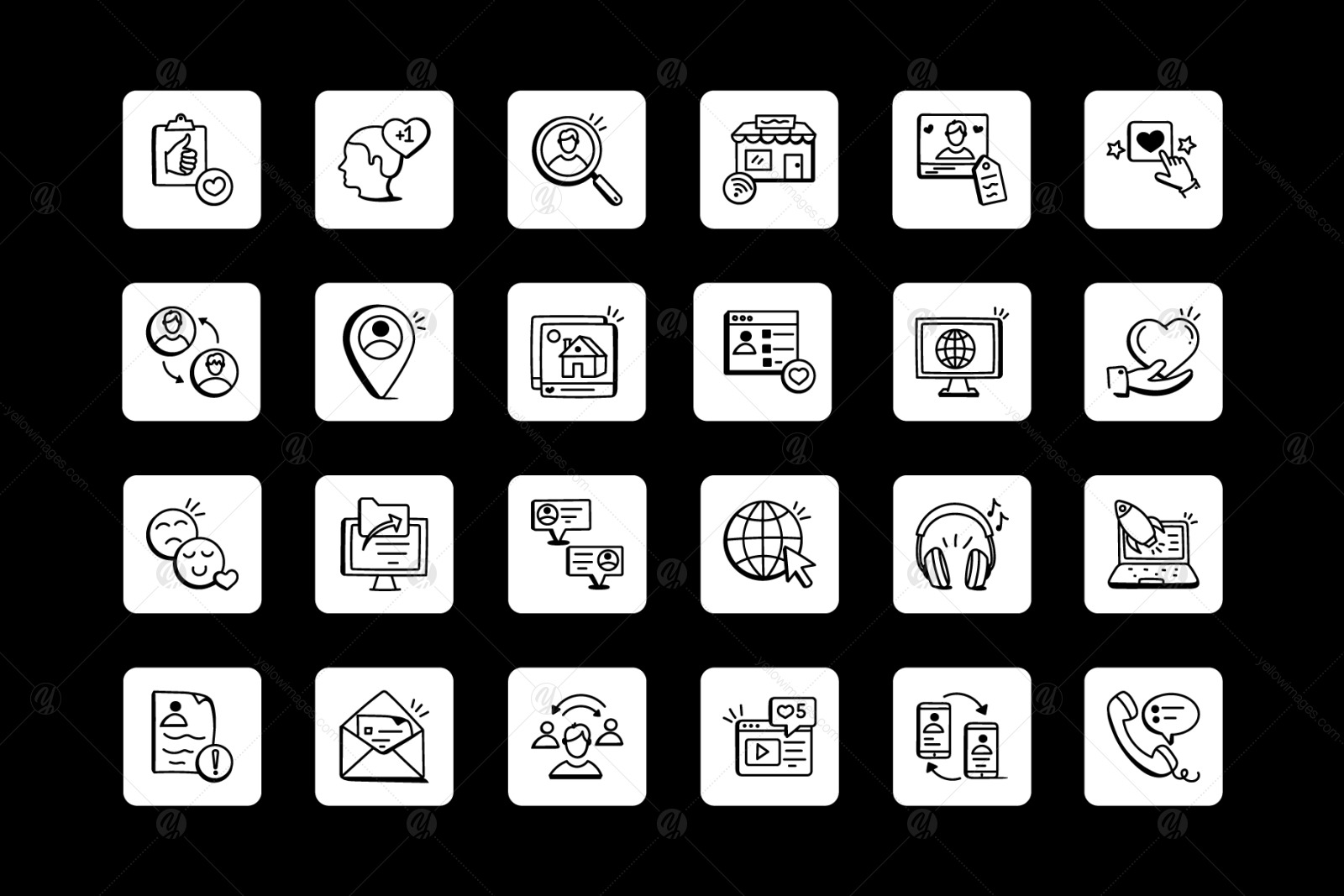 Hand Drawn Social Media Icons Set