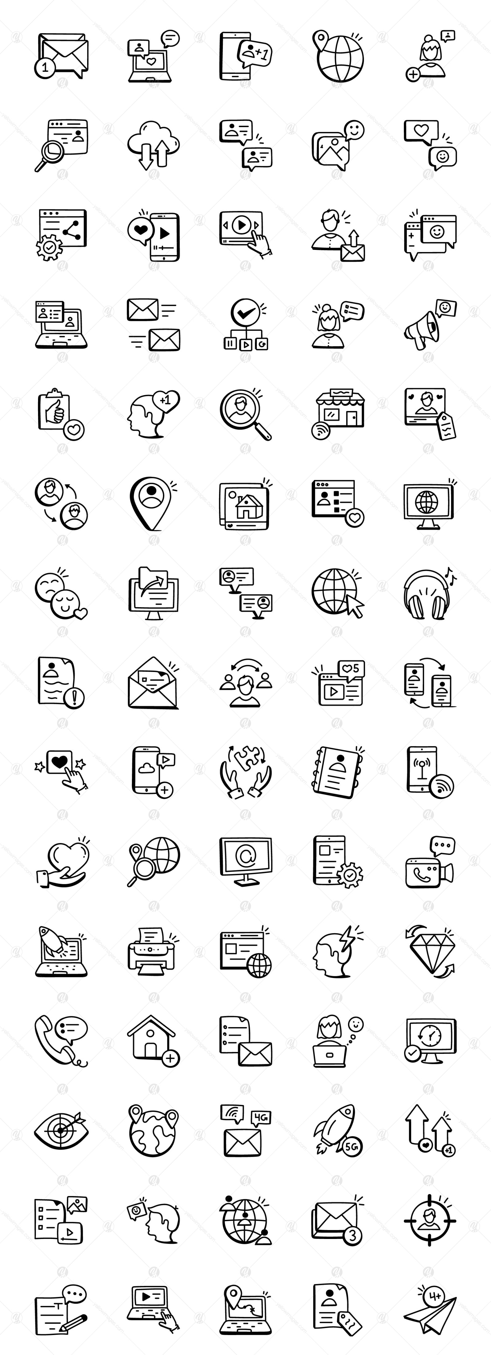 Hand Drawn Social Media Icons Set Hand Drawn Social Media Icons Set