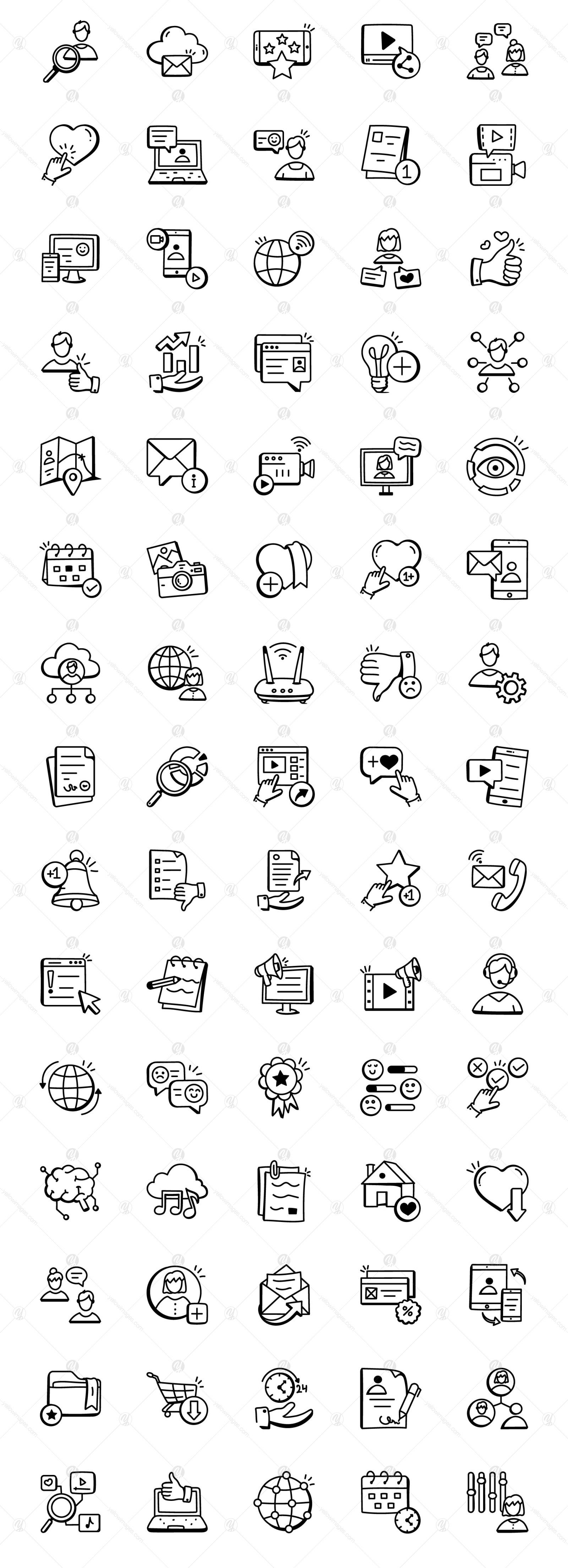 Hand Drawn Social Media Icons Set