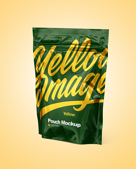 Glossy Pouch Mockup - Halfside View