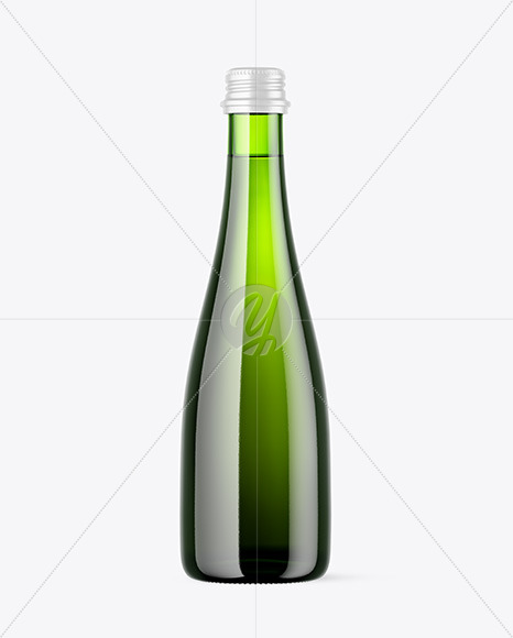 Green Glass Water Bottle Mockup