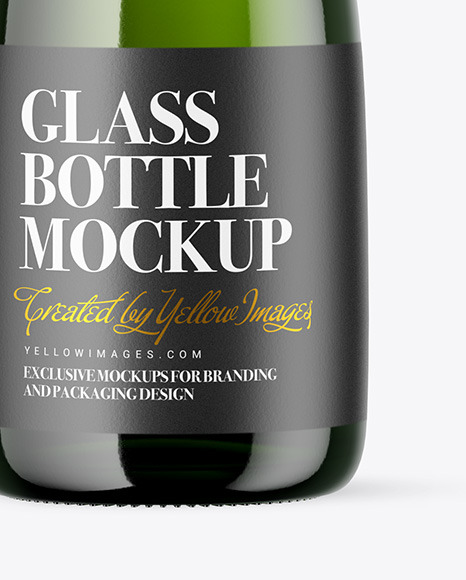 Green Glass Water Bottle Mockup