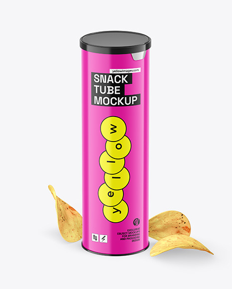 Glossy Plastic Tube w/ Chips Mockup