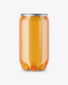 PET Can with Orange Drink Mockup