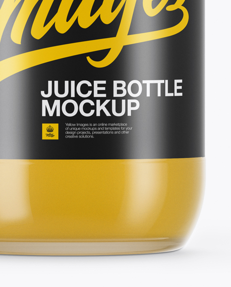 750ml Clear Glass Orange Juice Bottle Mockup