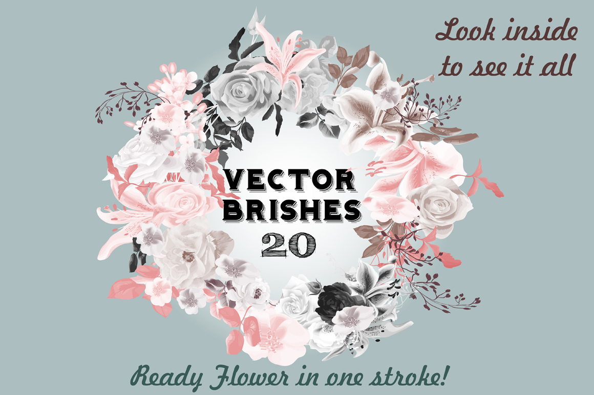 Set of flowers brushes Set of flowers brushes