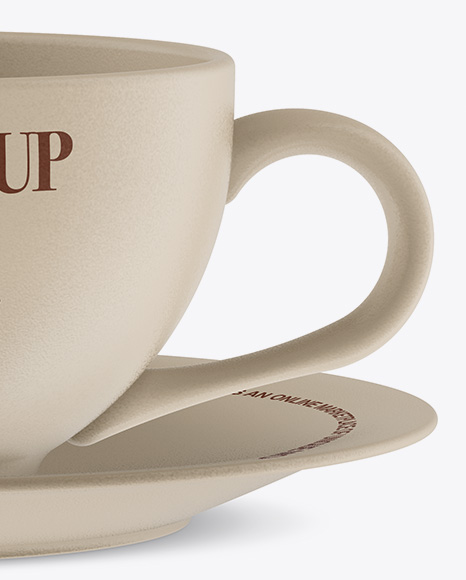 Ceramic Coffee Cup W/ Sauser Mockup - Free Download Images High Quality