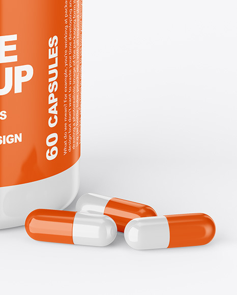 Glossy Pills Bottle Mockup