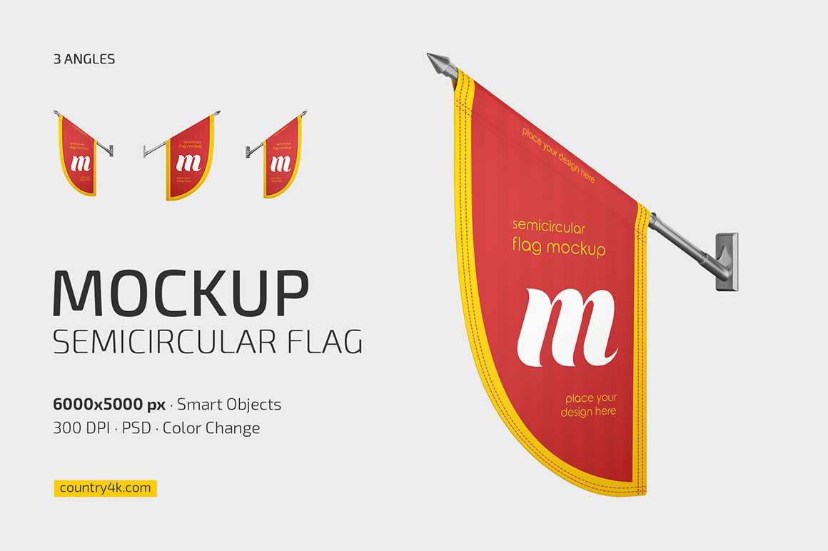 Semicircular Flag Mockup Set Semicircular Flag Mockup Set