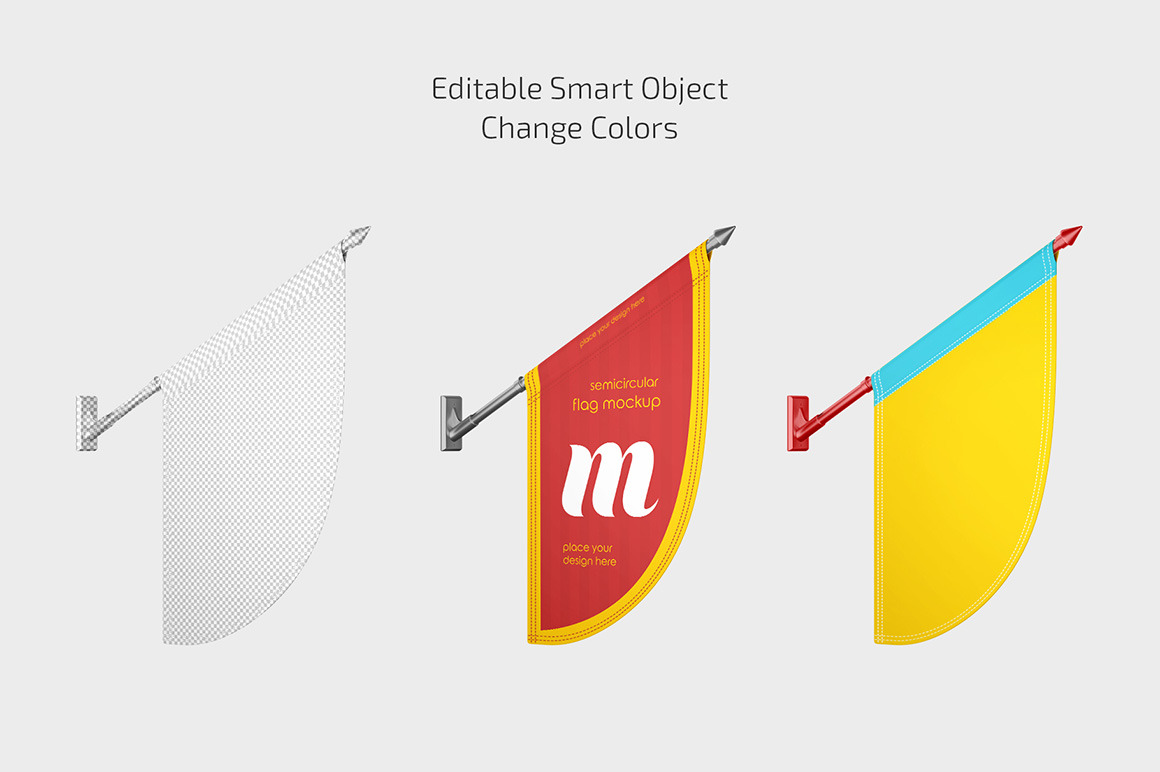 Semicircular Flag Mockup Set Semicircular Flag Mockup Set
