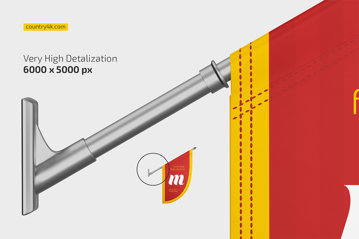 Semicircular Flag Mockup Set