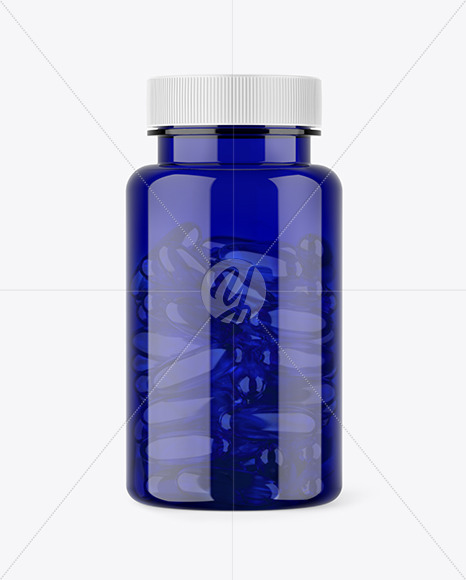 Blue Pills Bottle Mockup