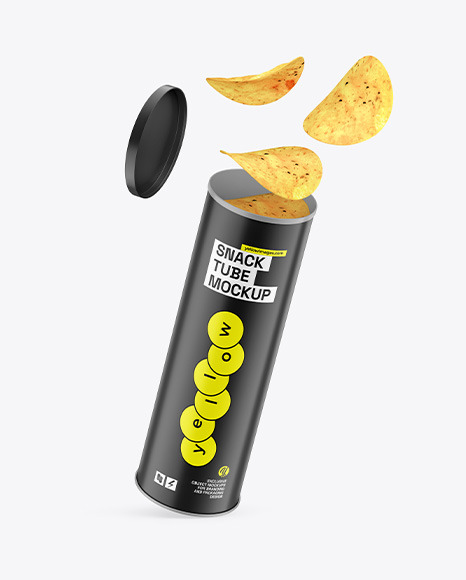 Opened Matte Plastic Tube w/ Chips Mockup