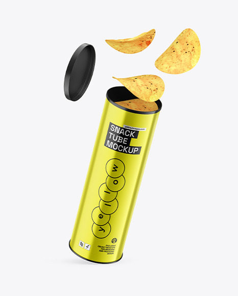 Opened Metallic Plastic Tube w/ Chips Mockup