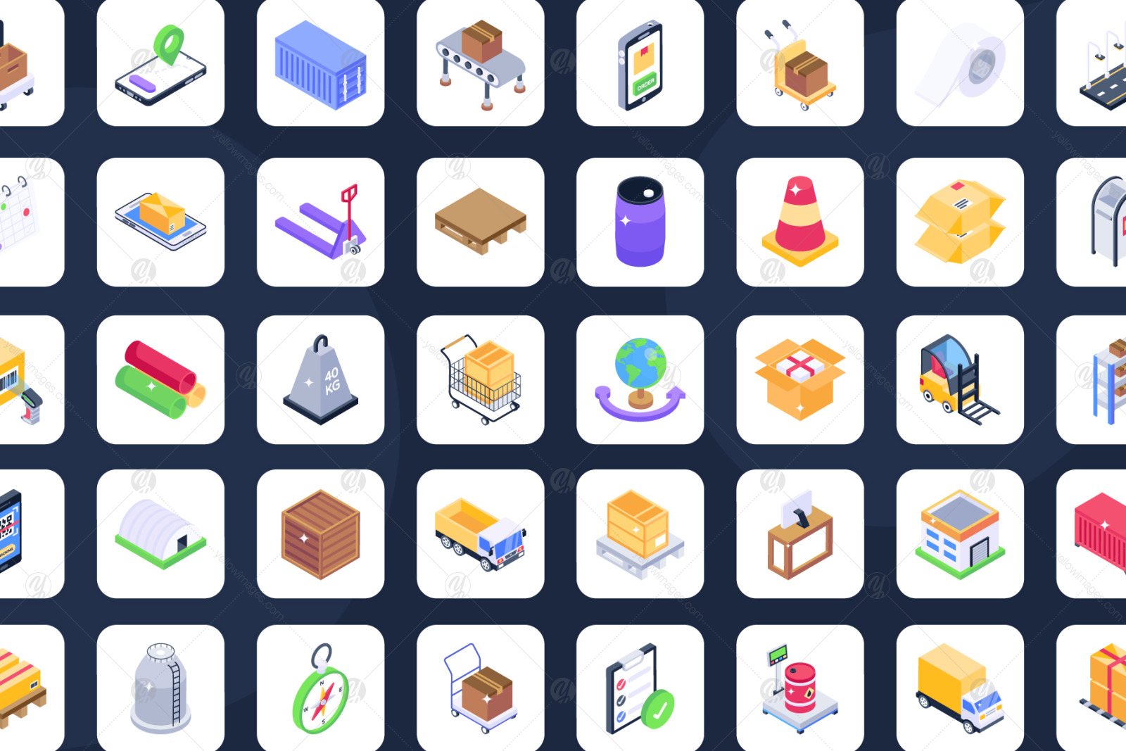 Pack of Logistic Services Isometric Icons Pack of Logistic Services Isometric Icons