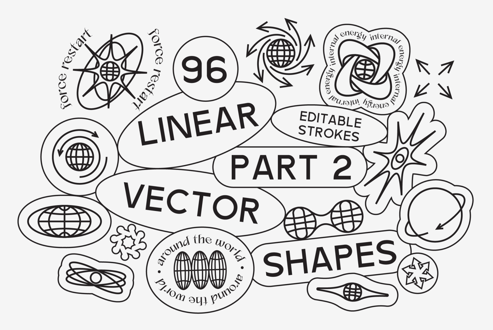 96 Linear Vector Shapes. Part2 96 Linear Vector Shapes. Part2