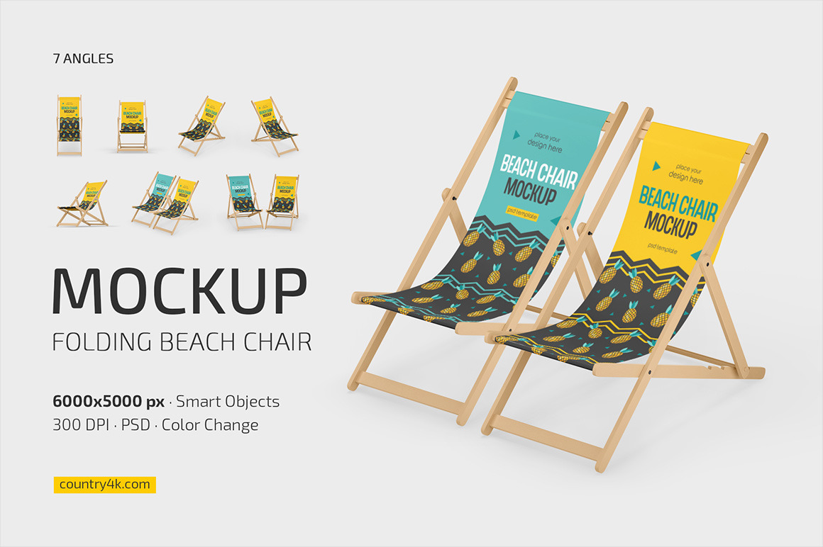 Folding Beach Chair Mockup Set Folding Beach Chair Mockup Set