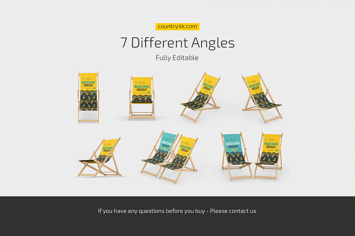 Folding Beach Chair Mockup Set Folding Beach Chair Mockup Set