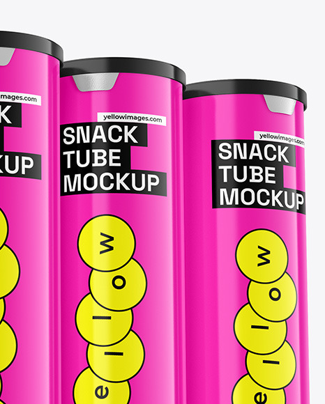 Glossy Plastic Snack Tubes Mockup