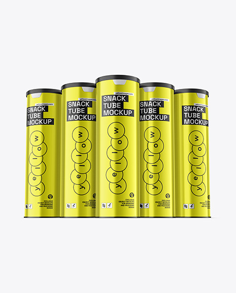 Metallic Plastic Snack Tubes Mockup - Shot