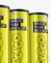 Metallic Plastic Snack Tubes Mockup